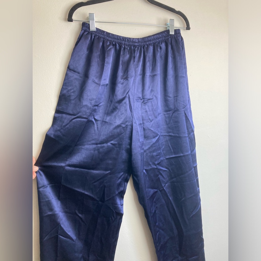 Victoria’s Secret Gold Label Vintage Navy Blue Satin Pants Size M 90s